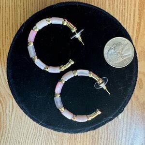 Kendra Scott Pink and Gold Hoop Earrings
